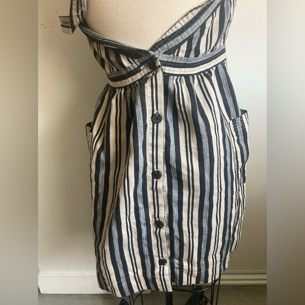 MADEWELL button up smock breathable striped criss cross knee length dress - Picture 5 of 8